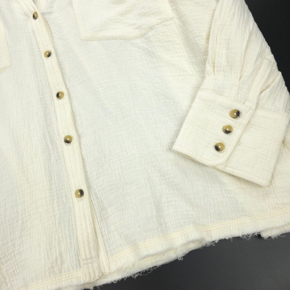 NEW Free People Cardiff Top Gauze Button Down Beachy Boho Lagenlook VSCO Minimal - Picture 6 of 14